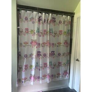 Owl Shower Curtain with Owl Shower Hooks